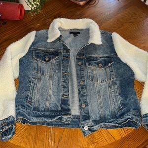 Forever 21 Jean Fluff Sleeved Jacket